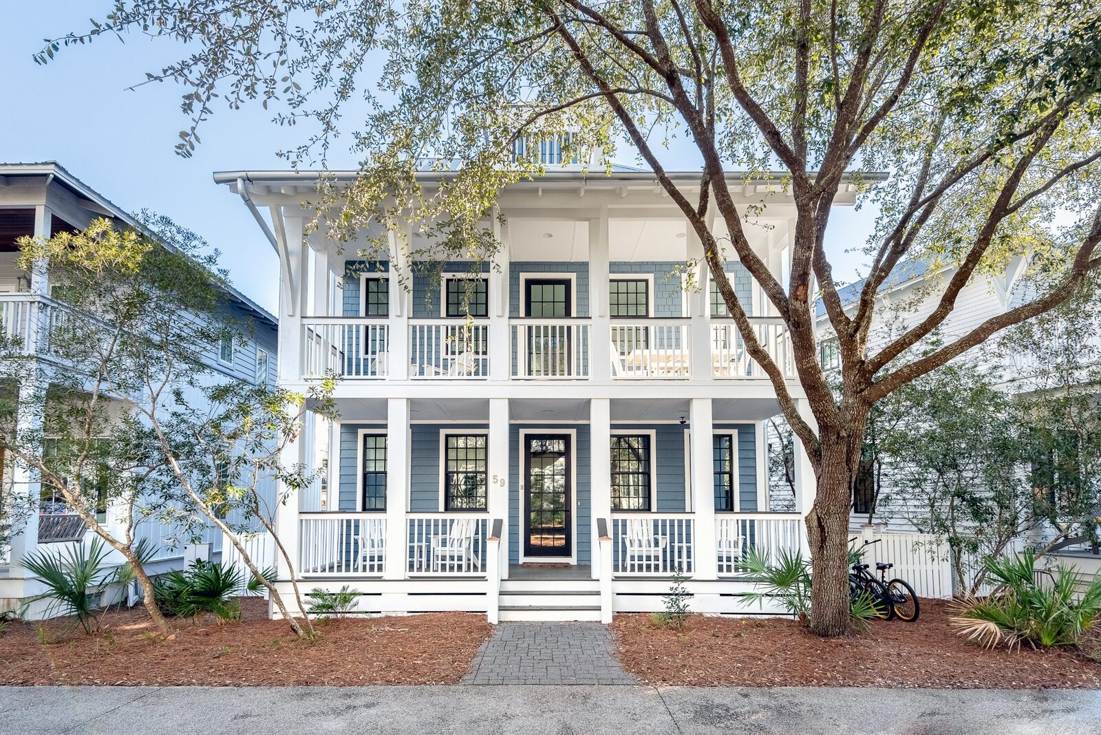 59 W Water Street, Rosemary Beach: front facade of the luxury coastal home.